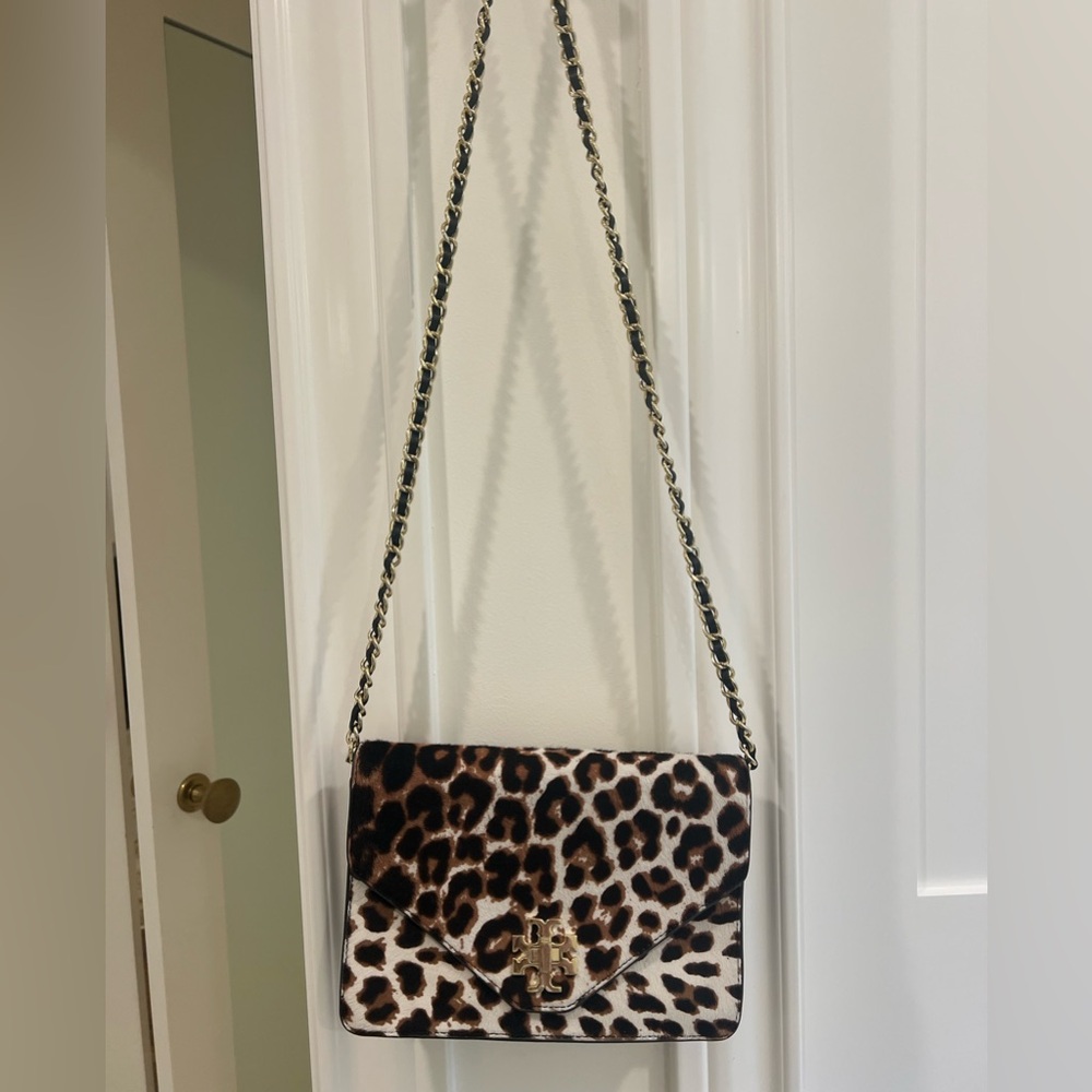 Leopard and Black leather Tory Burch Crossbody or clutch